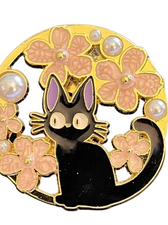 Studio Ghibli Jewelry - Studio Ghibli Kiki's Delivery Service Cherry Blossom Enamel Pin JiJi